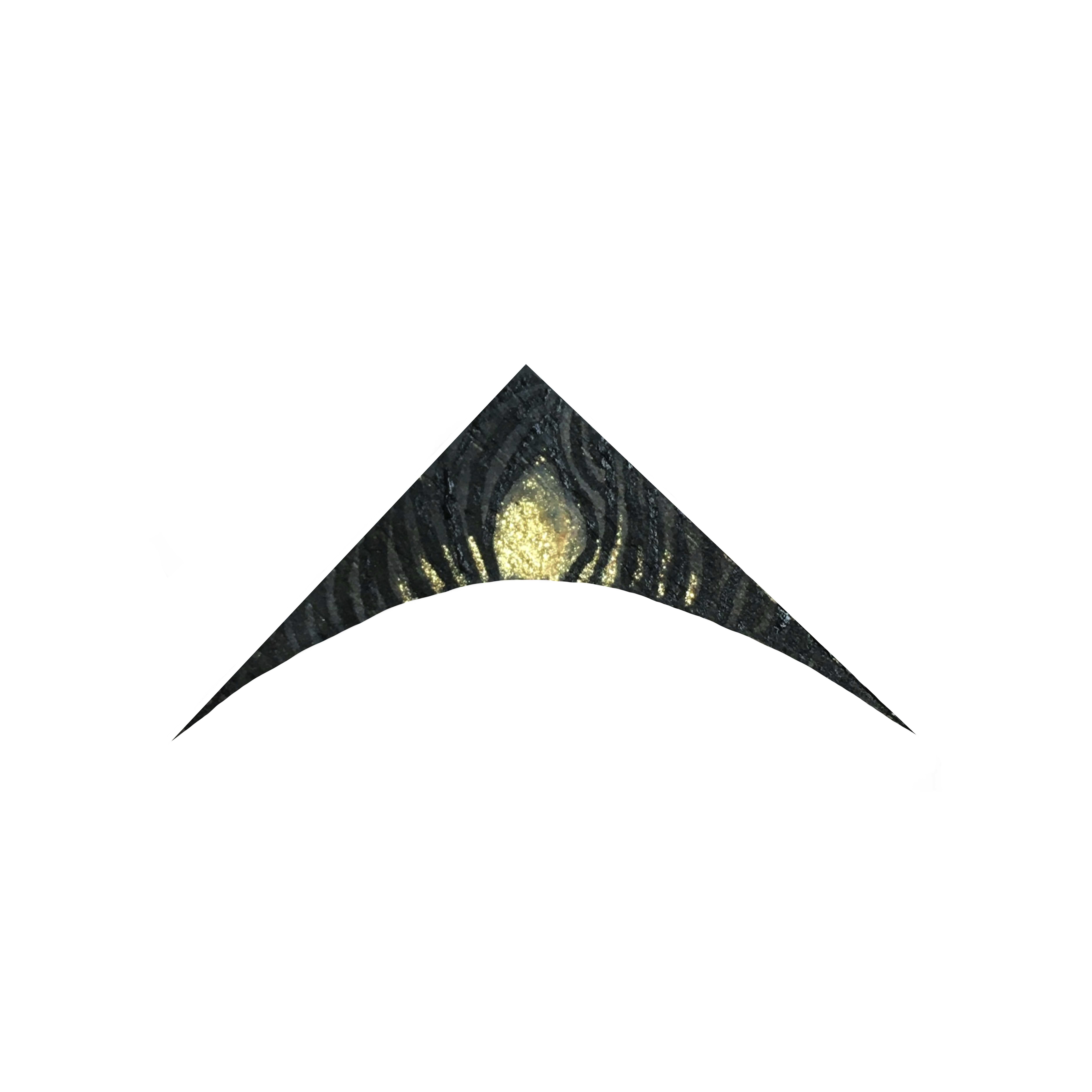 tiny triangular painting with a curved bottom, gold light with black lines over it